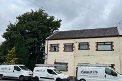 vans outside house refurbishment