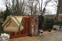 Large remote driveway gates fitted. Bespoke Oak Bramhall Cheshire